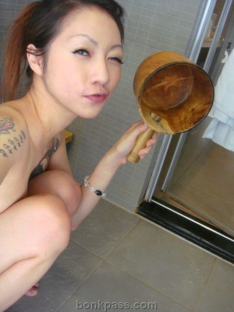 Sexist asian babe with tattoos naked