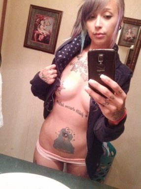 Tattooed african girl masturbate dick and crempie
